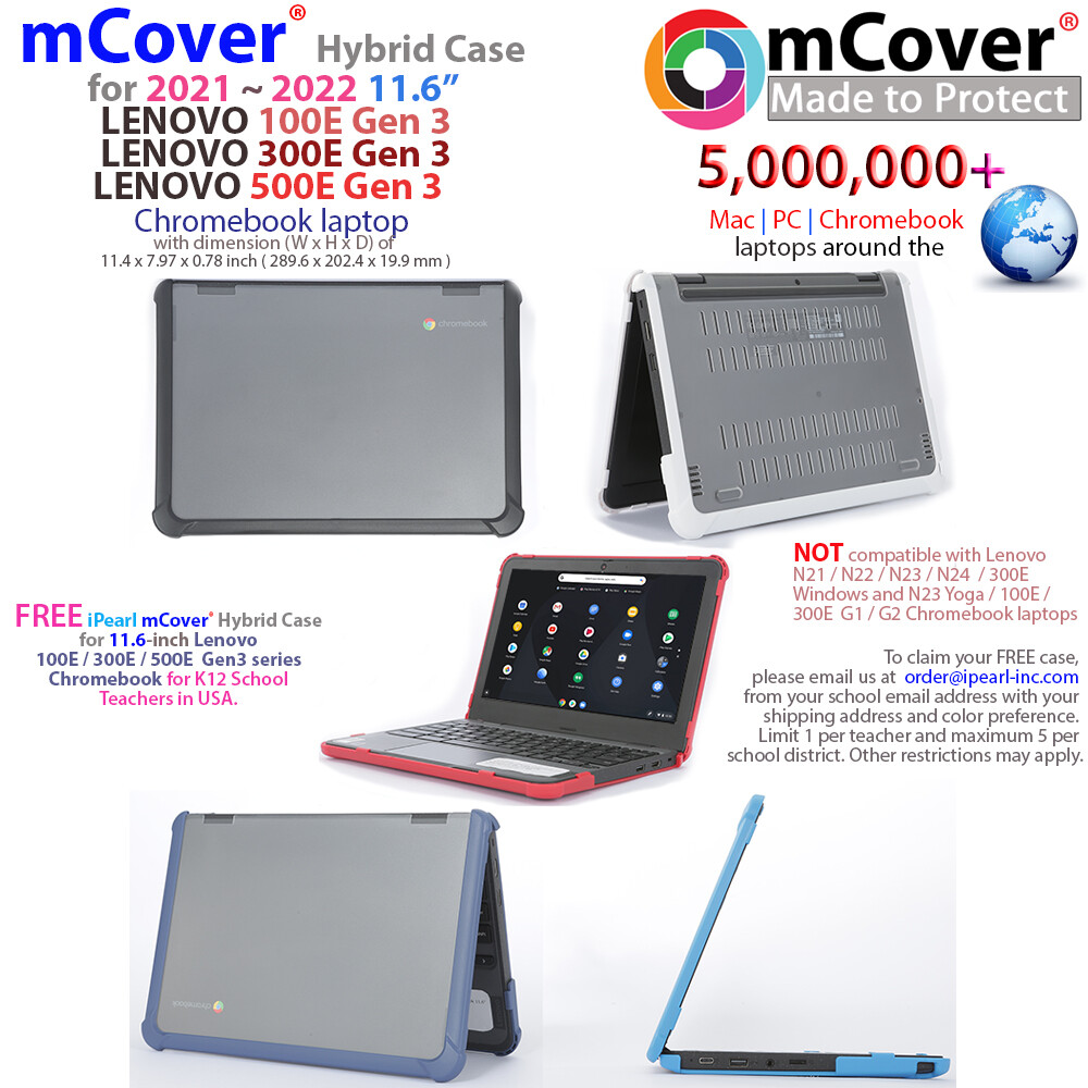 NEW mCover® Hybrid Case for 2021 11.6" Lenovo 100E 300E 500E G3 Chromebook Gen 3