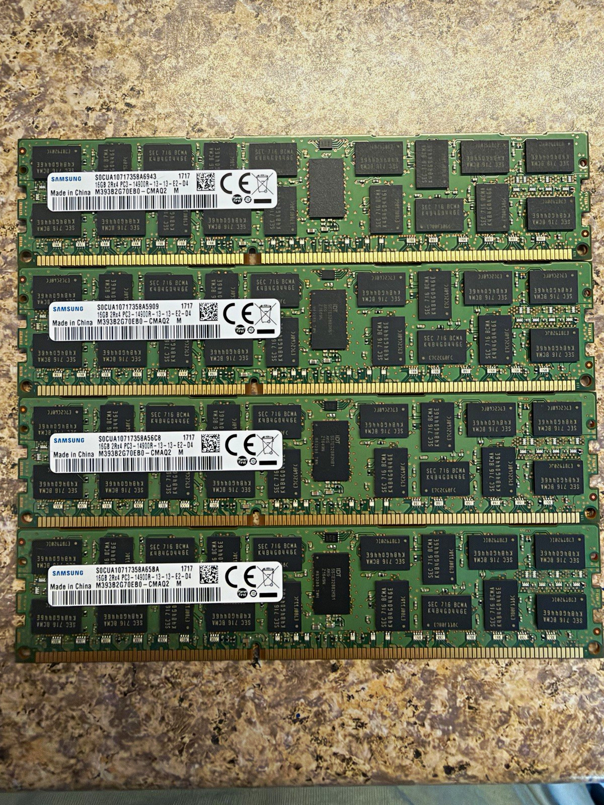 Samsung 64GB (4x16GB) DDR3-1866 PC3-14900R ECC Reg RDIMM M393B2G70EB0