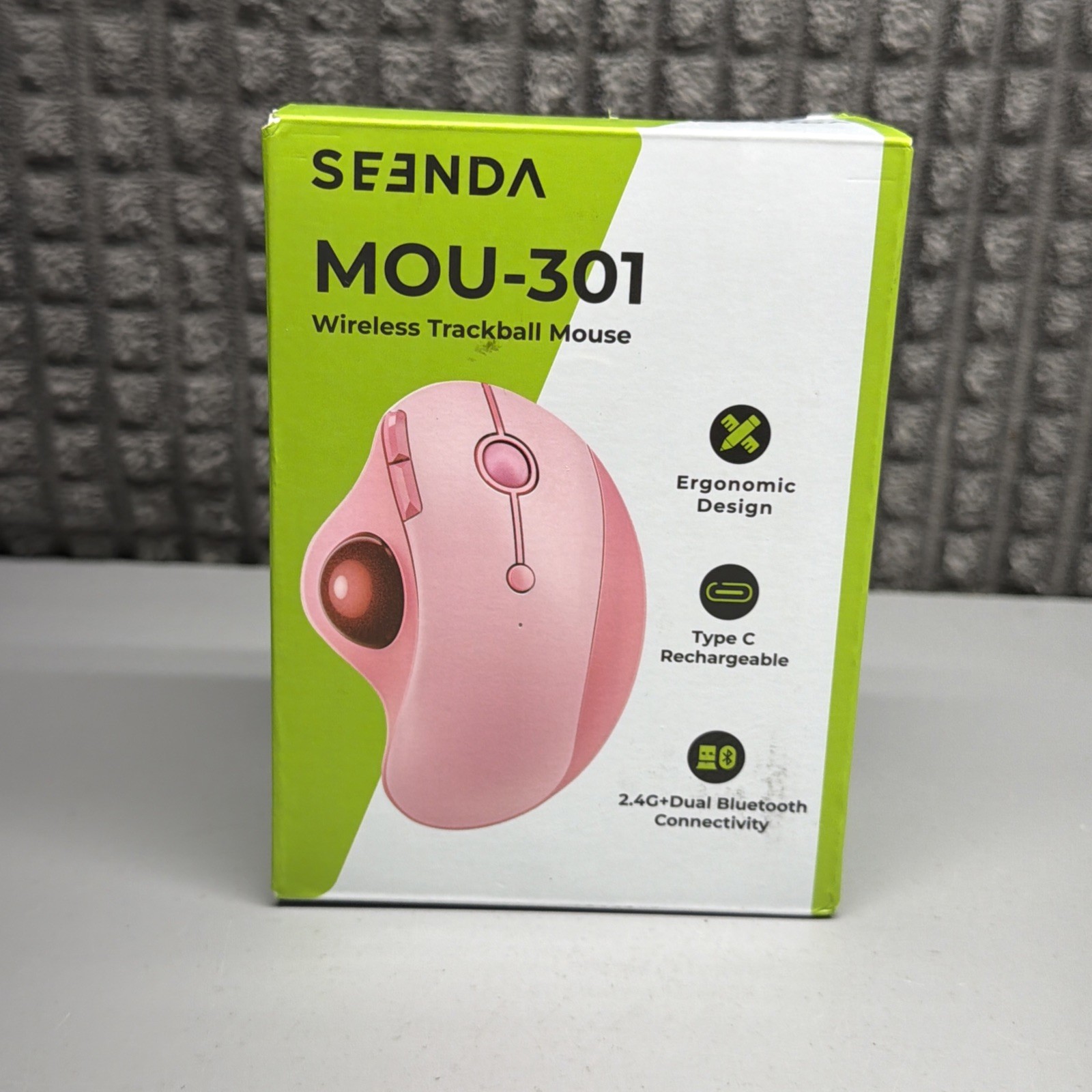 Seenda Wireless Trackball Mouse, Ergonomic Bluetooth Rollerball Mouse | Pink NEW