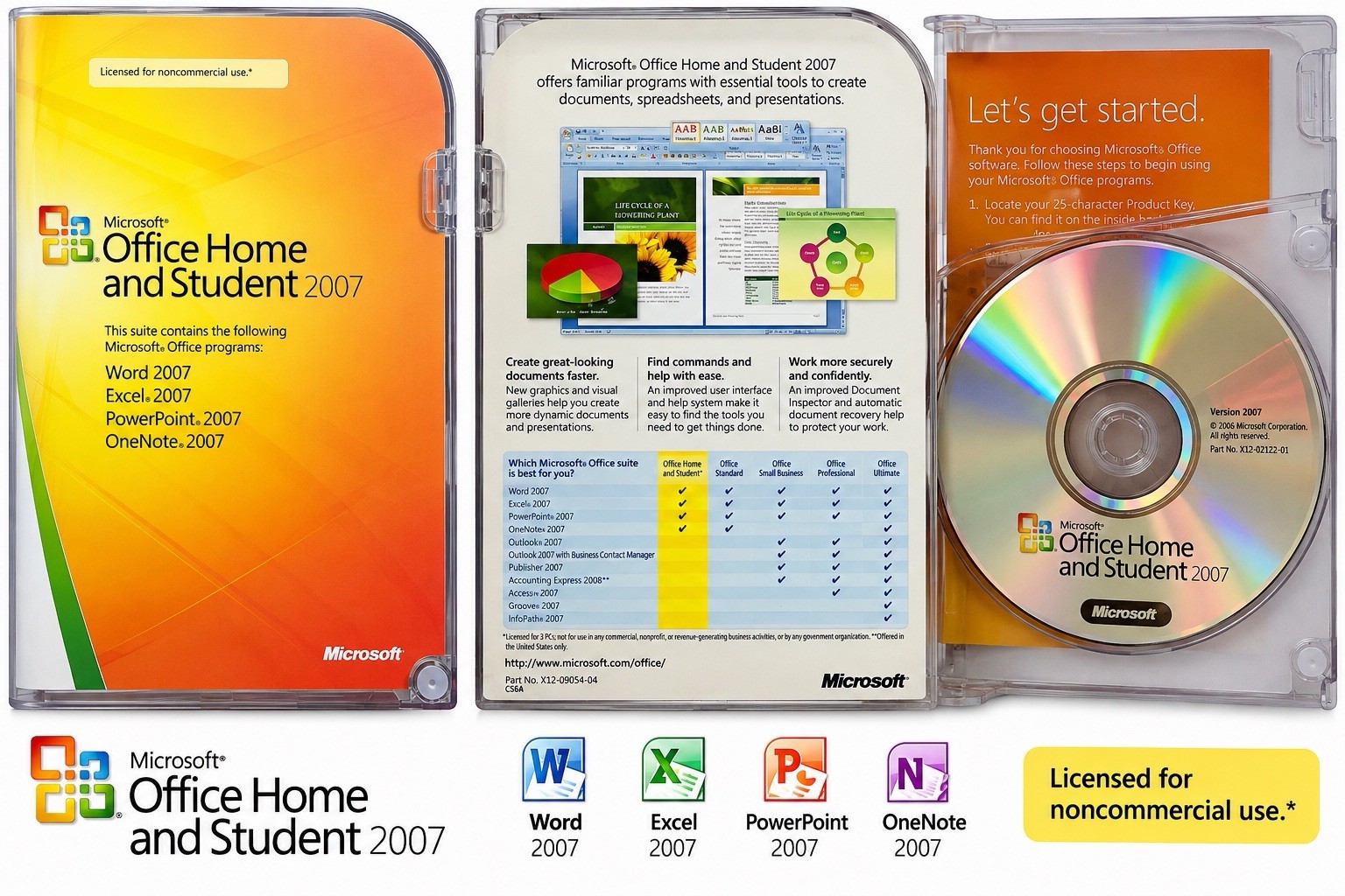 Microsoft Office Home & Student 2007 PC DVD w/Product Key Word Excel PowerPoint