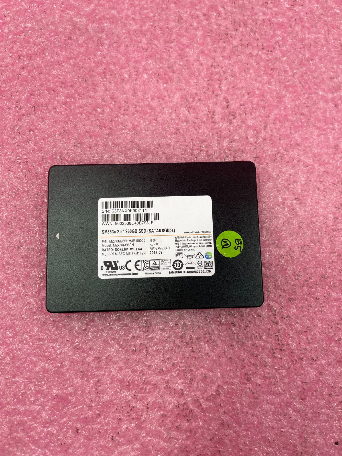 Strong-IT Samsung MZ7KM960HMJP-00005 960GB SSD SATA 6G MU MZ-7KM960N (80%+ Life)