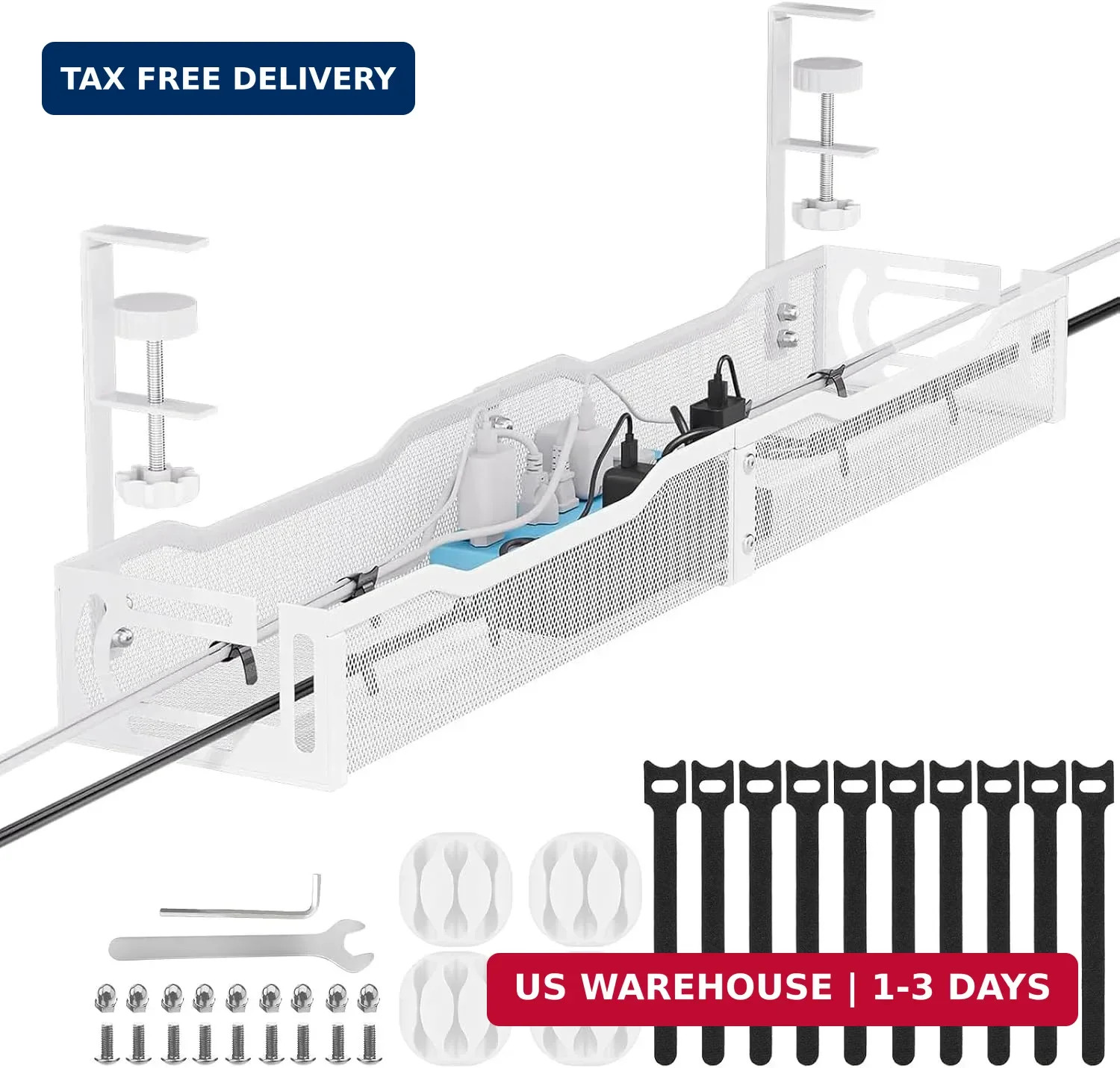Cable Management, 25'' Cable Management Under Desk, Cable Tray