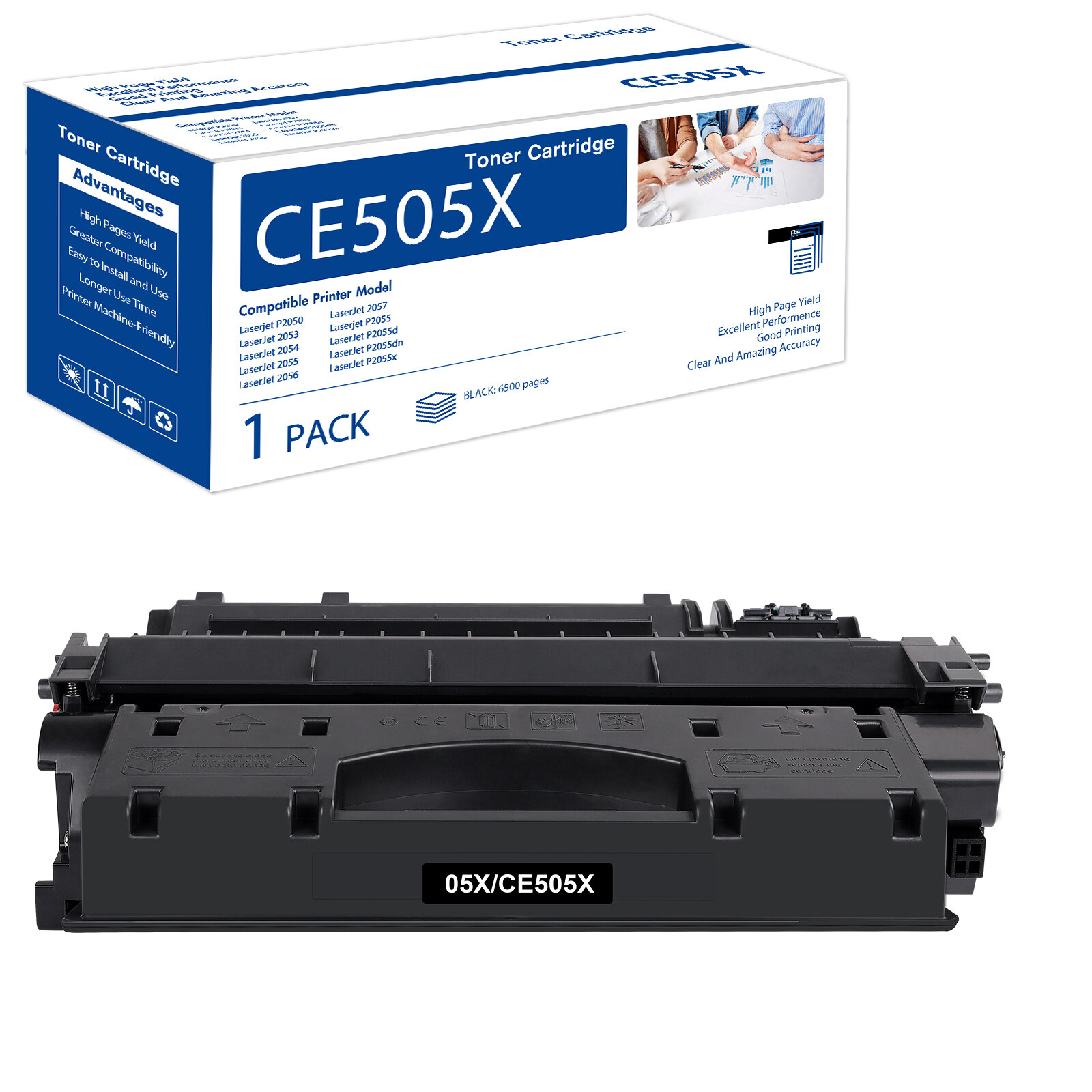 1x CE505X 05X Black Toner Cartridge for HP LaserJet P2055dn P2050 P2055 Printer