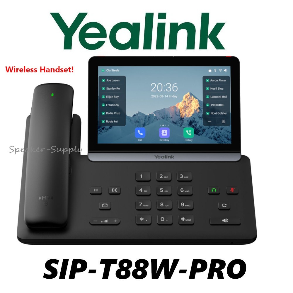 Yealink SIP-T88W-PRO WiFi 6 IP Desk Phone w/ 7" Touchscreen & Wireless Handset
