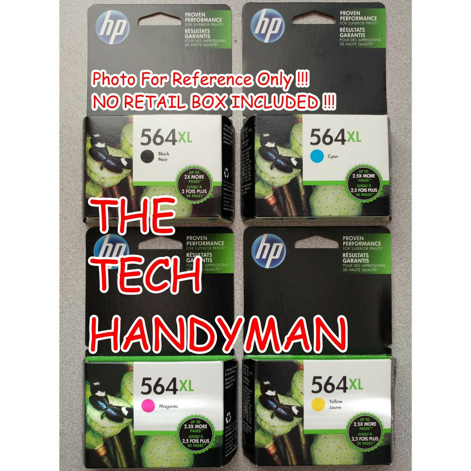 4-PACK HP GENUINE 564XL BLACK & COLOR INK (NO RETAIL BOX) PHOTOSMART 6510 6520