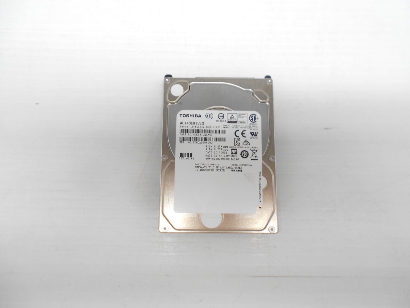 Toshiba 1.8TB 10K SAS 2.5" 12Gbps 12GB HARD DRIVE Dell HP Server AL14SEB18EQ