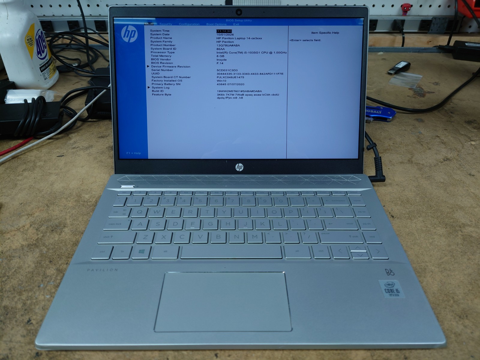 HP Pavilion 14-CE3065ST 14" FHD i5-1035G1 8GB RAM No SSD