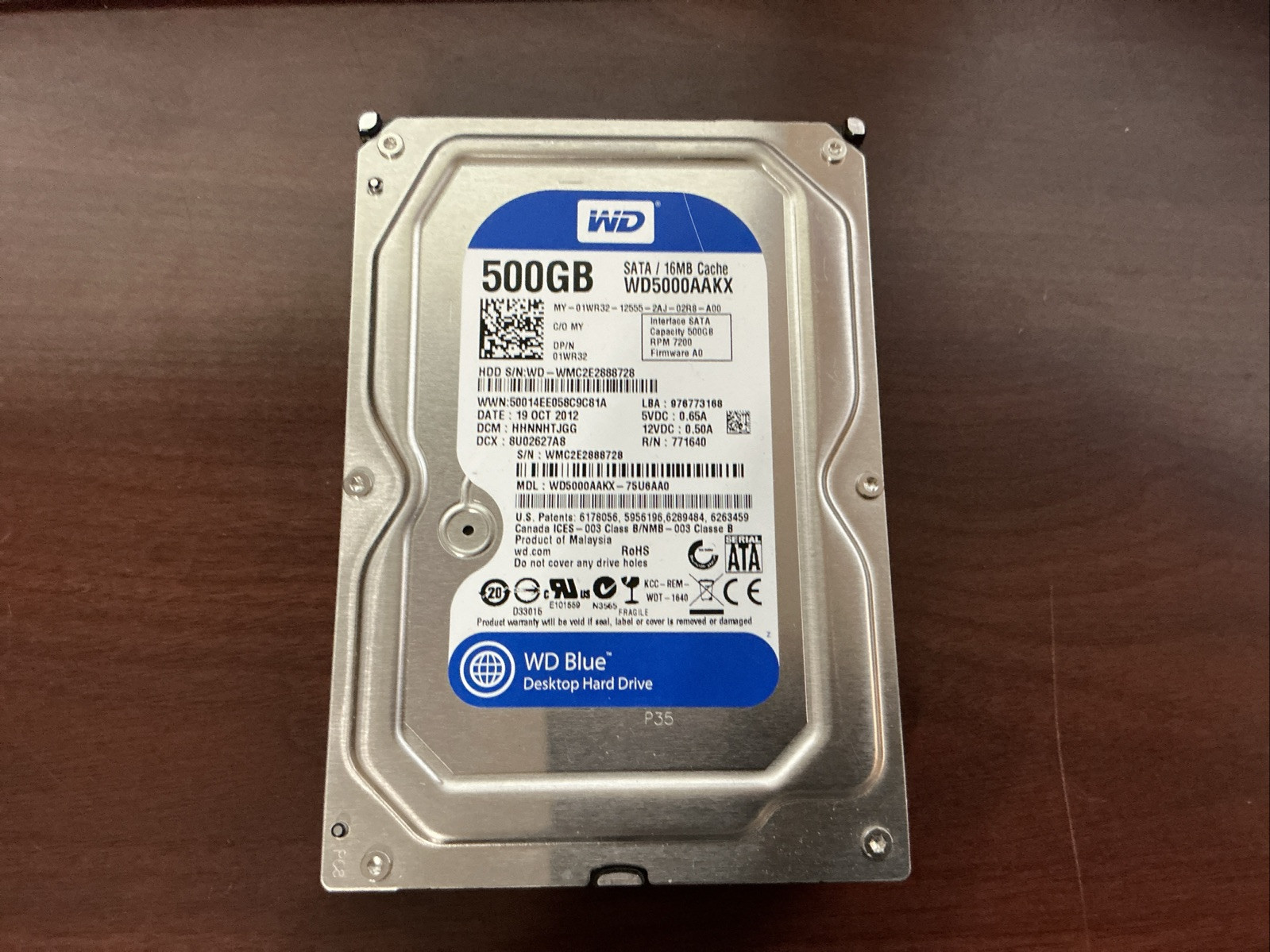 Western Digital 500GB Internal 7200RPM 3.5" WDC WD5000AAKX-75U6AA0 HDD
