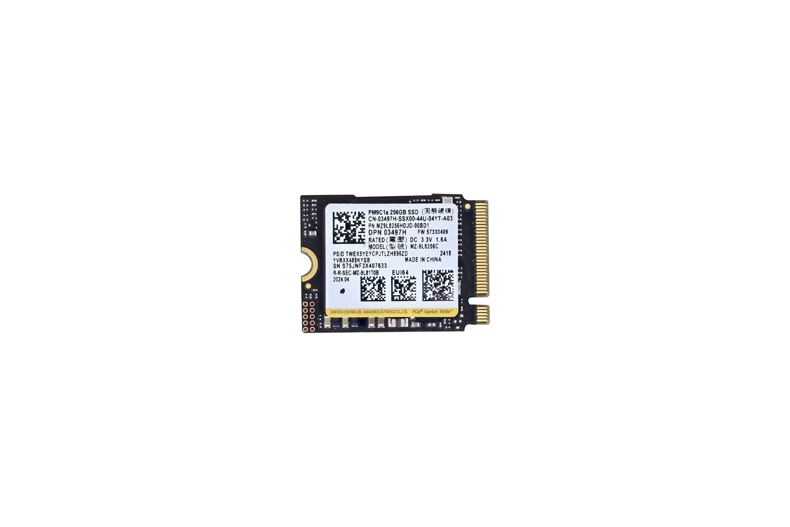 SSD Drives Dell 3497H (Samsung MZ9L8256HDJD-00BD1) 256GB PM9C1A TLC PCI-e 4.0 X4