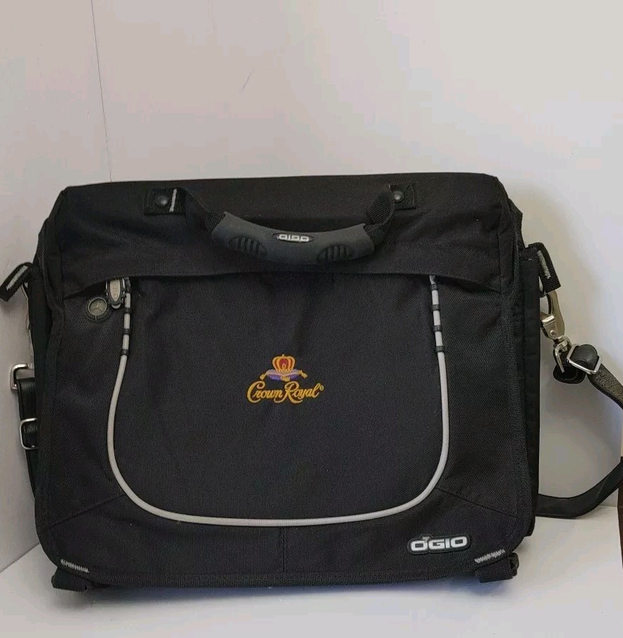OGIO Laptop Messenger Bag Briefcase "Crown Royal Logo" Luggage Black Extra Strap