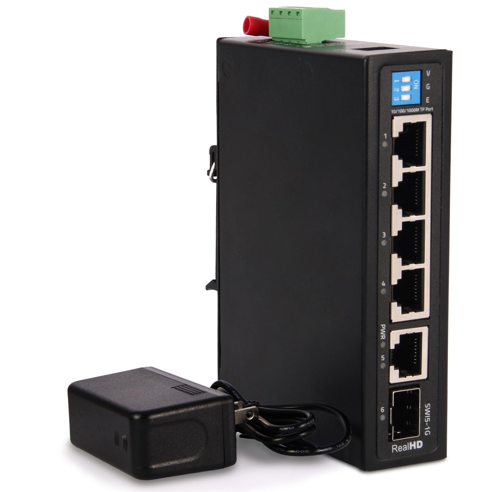 Industrial Ethernet Switch, 6Port Gigabit Ethernet Switch Hardened, 1000Mbps,...
