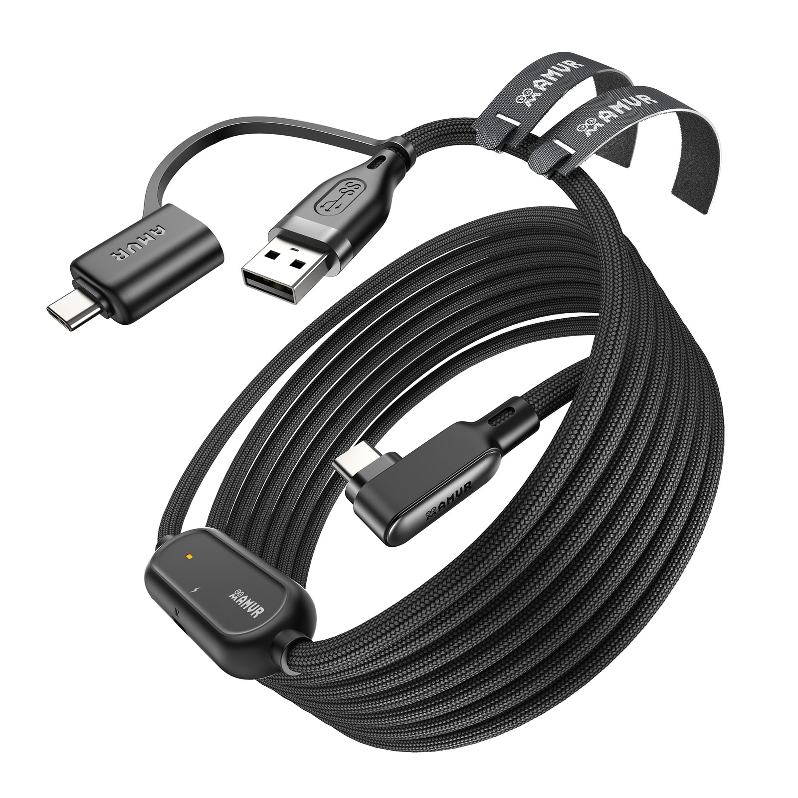 AMVR 16FT VR Charging Link Cable, USB 3.0 Nylon Braided with A to 16FT, Black