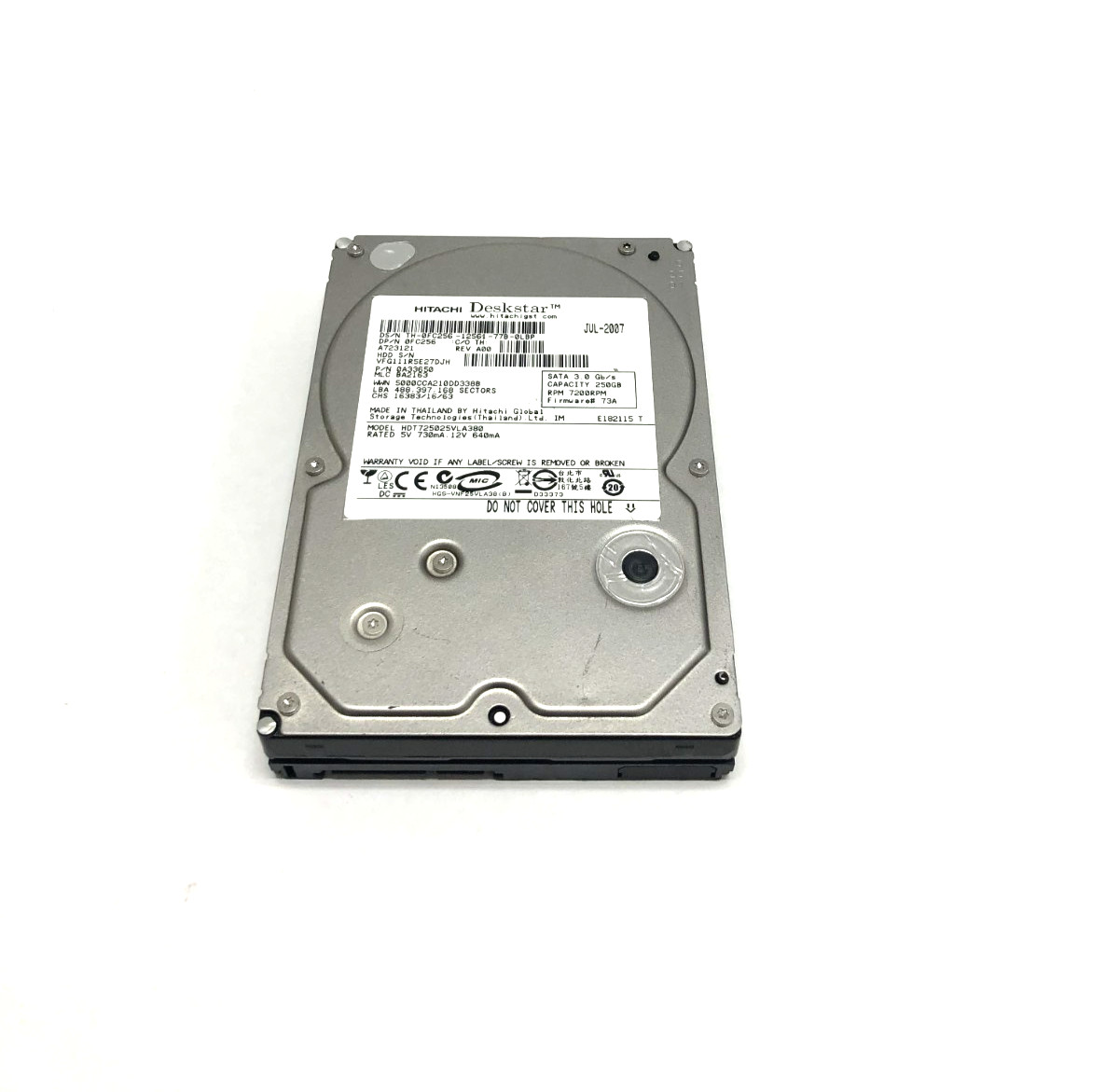 Hitachi Deskstar HDT725025VLA380 250 GB 7200 RPM 3.5" SATA 3.0 Gb/s Hard Drive