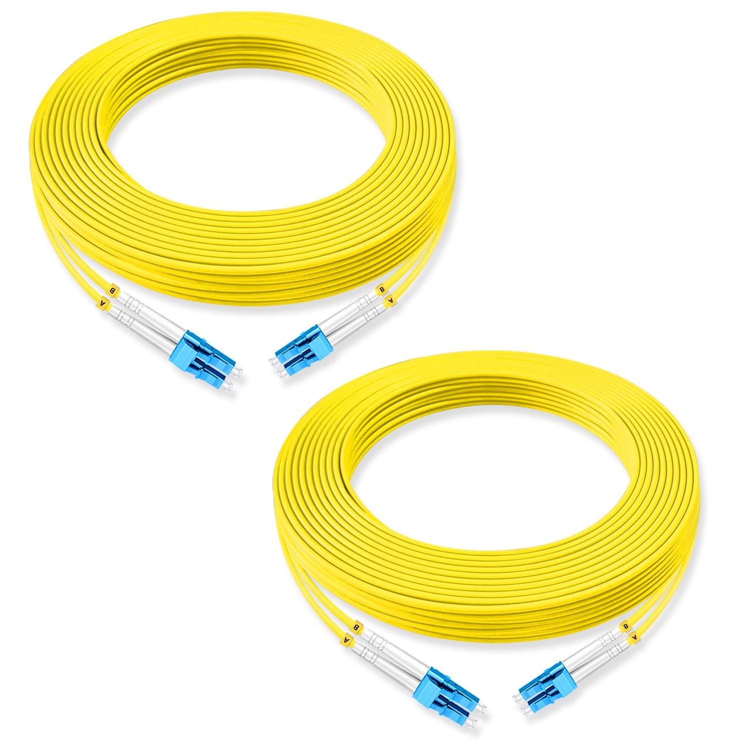 2 PCS 15m LC UPC To LC UPC Fiber Optic Patch Cord Duplex Single Mode OS2 SMF