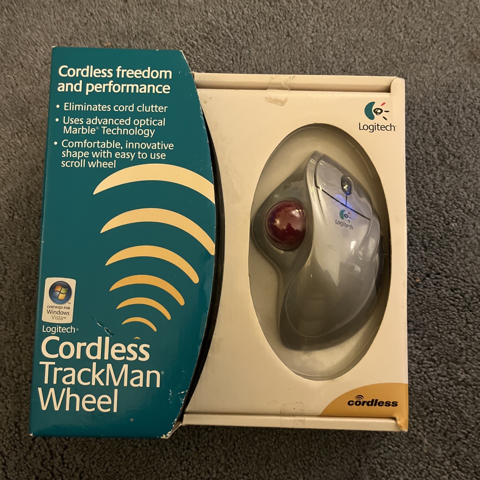Logitech Mouse Cordless Wireless TrackMan Wheel Ball New Sealed