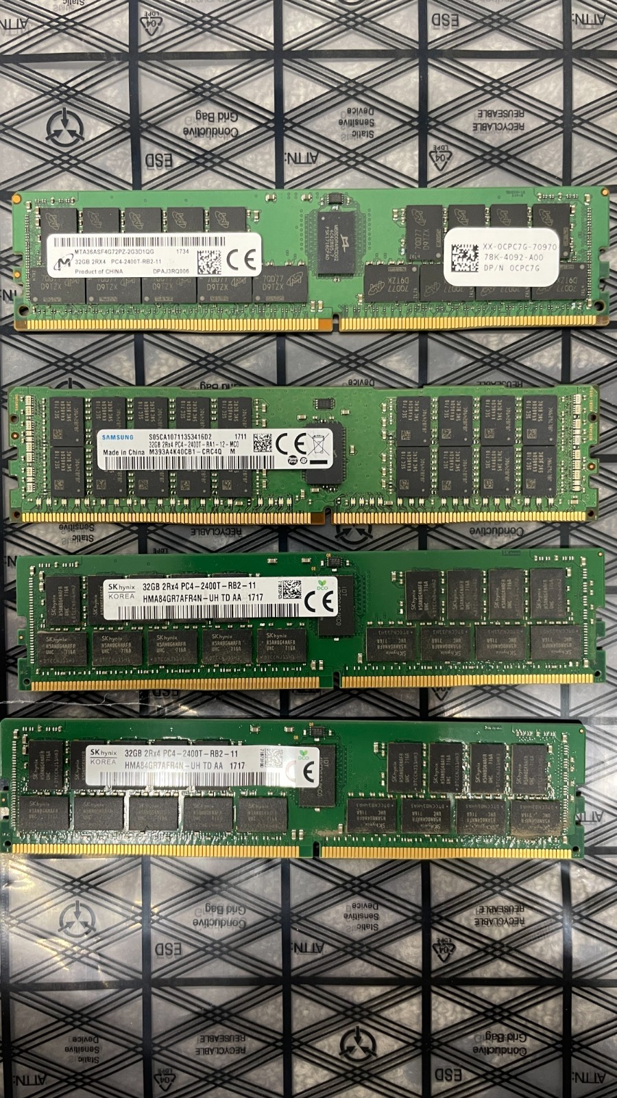 *Lot of 4* Mixed Brand 32GB 2400T DDR4-2400 PC4-19200 2Rx4 ECC Server Memory