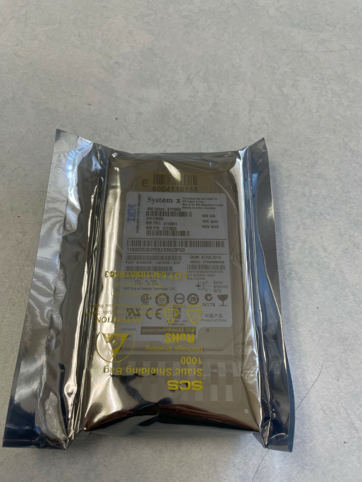 IBM 81Y9650,81Y9651, 81Y3805   900GB 10K 6G 2.5" Slim-HS SFF SAS HD