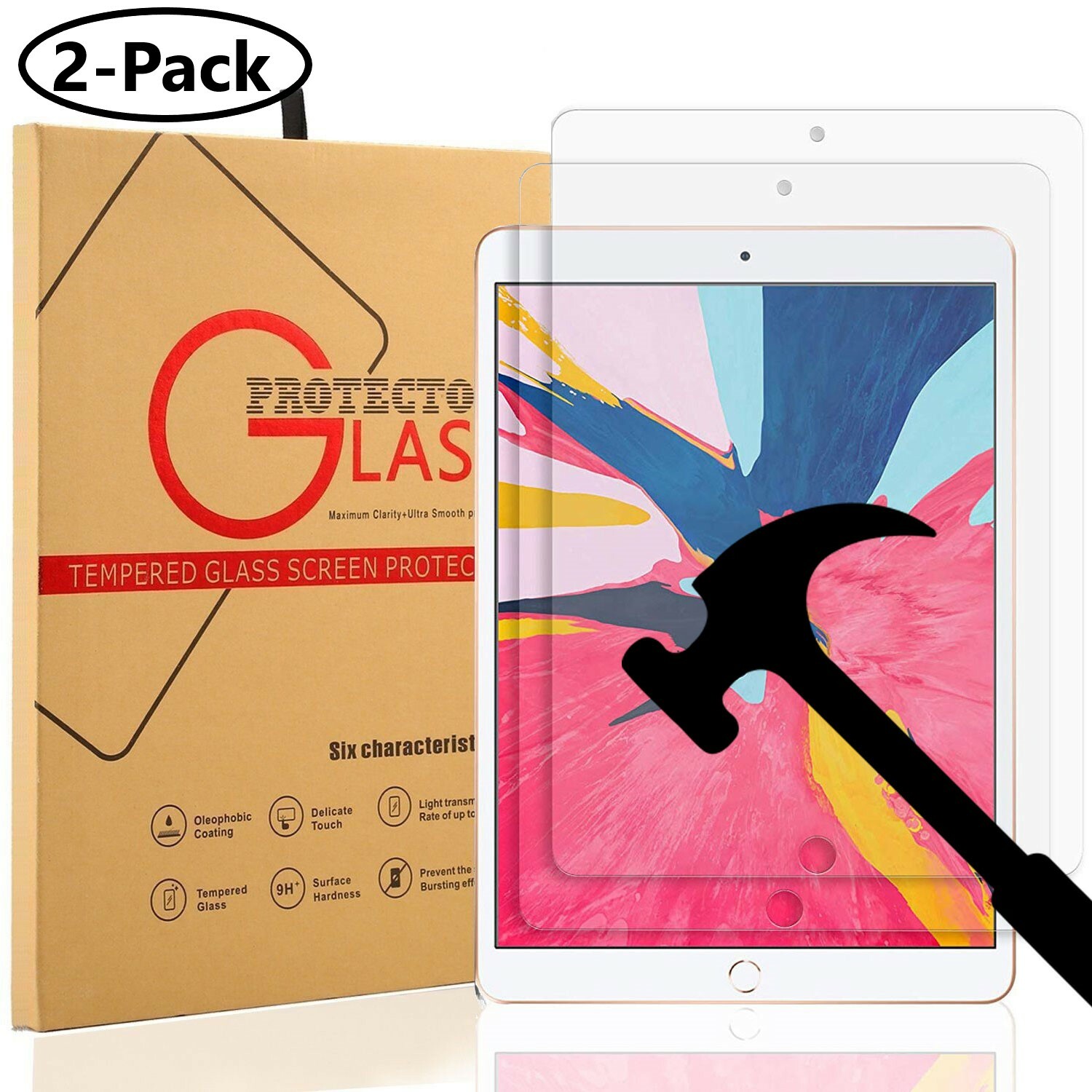 2 Pack Glass Screen Protector for iPad Air 3 (2019) 10.5 inch / iPad Pro 10.5"