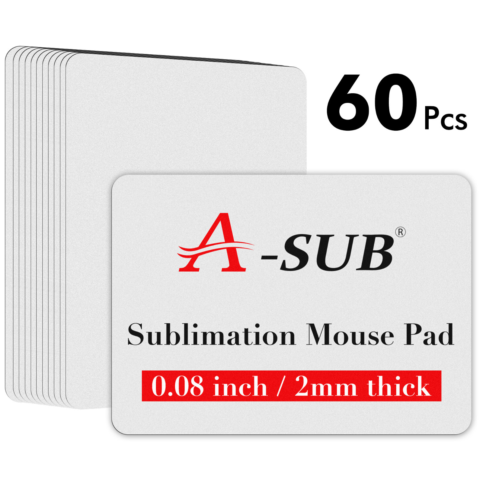 A-SUB Sublimation Mouse Pads 60 Pcs 240x200x2mm Blank White Gaming Mouse Pads