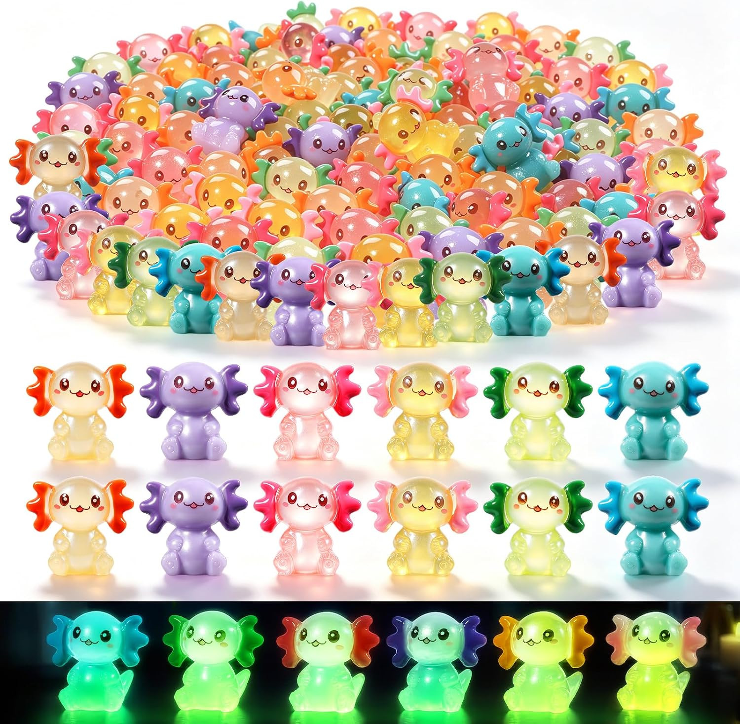 60Pcs Luminous Mini Resin Axolotl