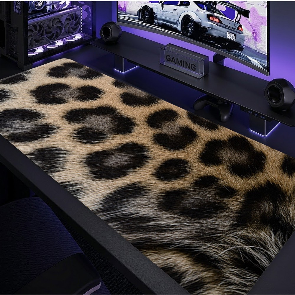1 XXL Extra Large Cheetah Fur Texture Mouse Pad, Simulated Wild Animal Leopard