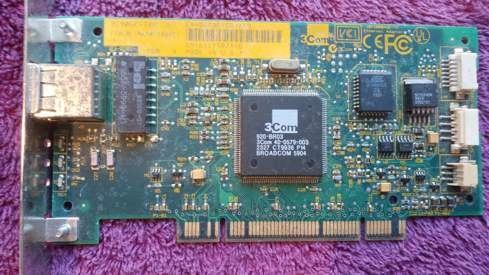 Vintage 3Com EtherLink XL 3C905C-TXM PCI Fast Ethernet Network Card