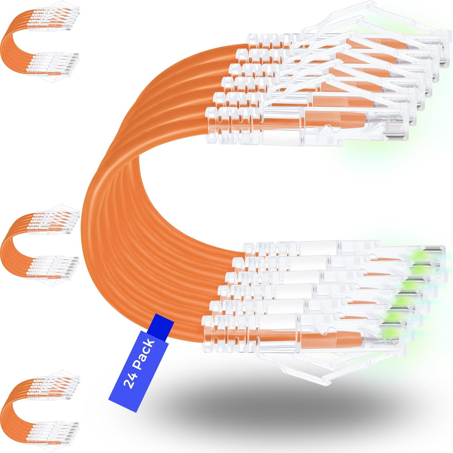Patch Cables Cat6/ Cat6A 0.5Ft (24 Pack) Slim, Cat6A Ethernet Patch Cable 10G Su