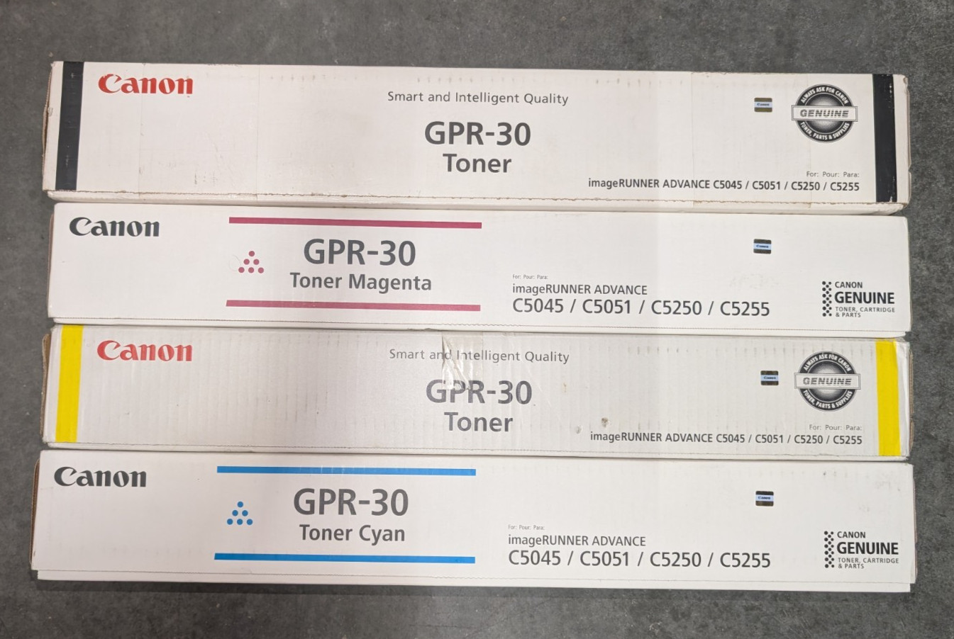 Genuine Canon GPR-30 CMYK Toner Set C5045 C5051 C5250 C5255 New Sealed Boxes