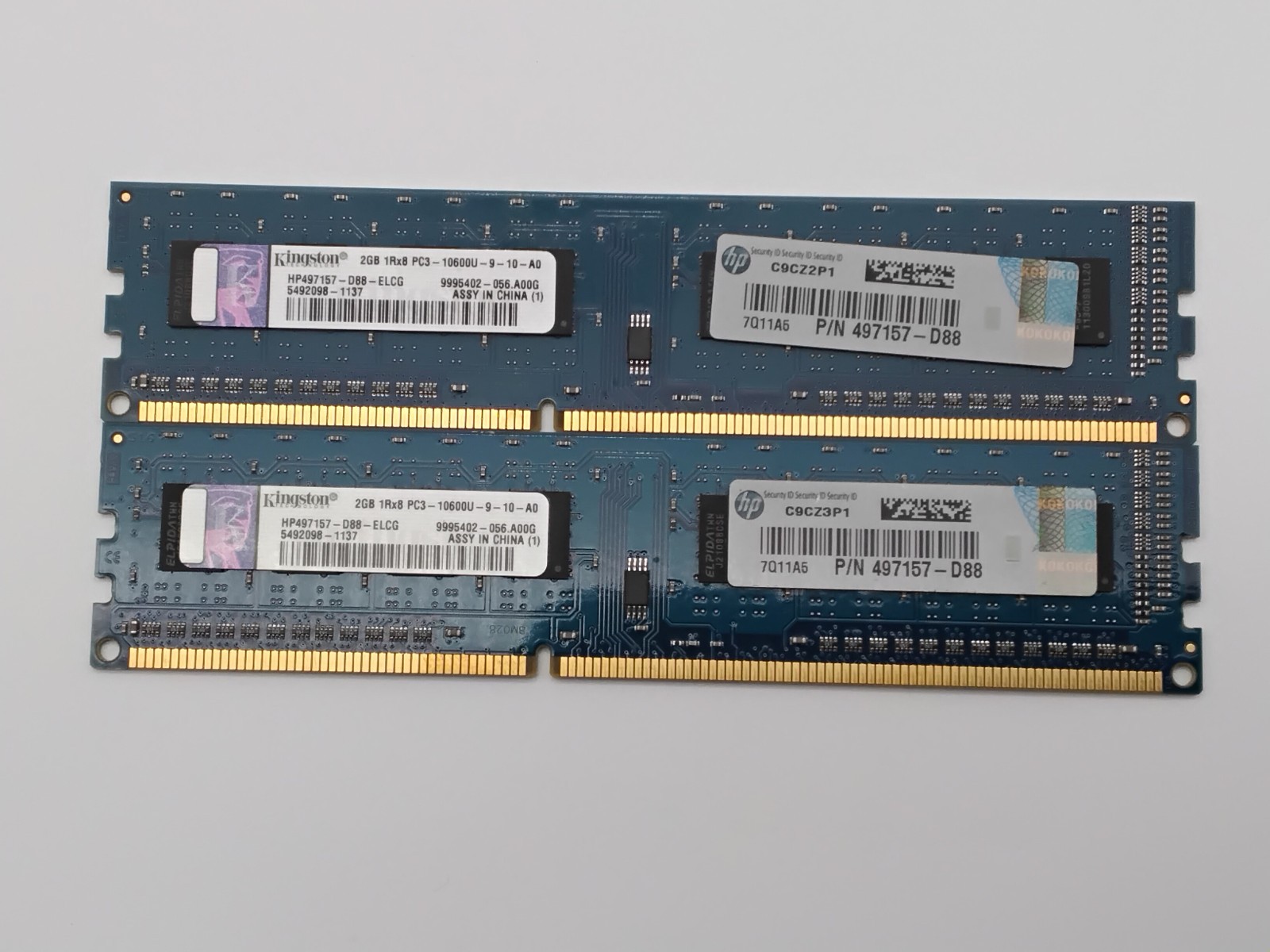 Kingston DDR3 2x2GB RAM HP497157-D88-ELCG 9995402-056.A00G PC3-10600U C09042026A