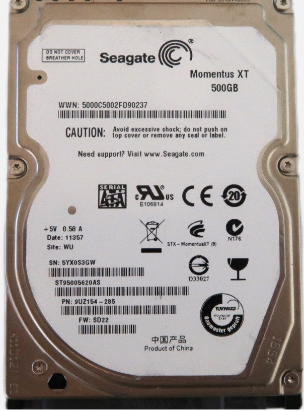 Seagate Momentus XT 500GB 2.5" SATA SSHD Hybrid Laptop Hard Drive ST95005620AS