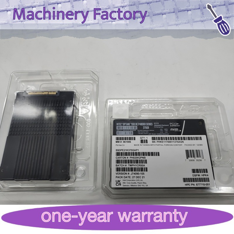 New HP Intel Optane P4800x 375GB 2.5" 6Gb/s SSD U.2 NVME PCIE SSDPE21K375GAP1