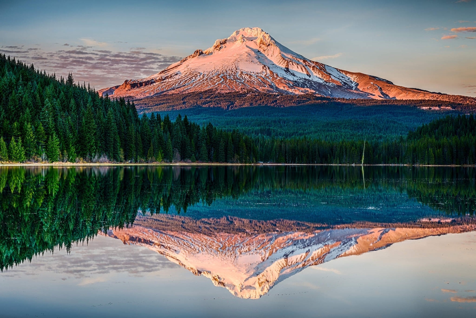 Landscape nature snowy peak mountains sunset forest lake Custom Gaming Mat Desk