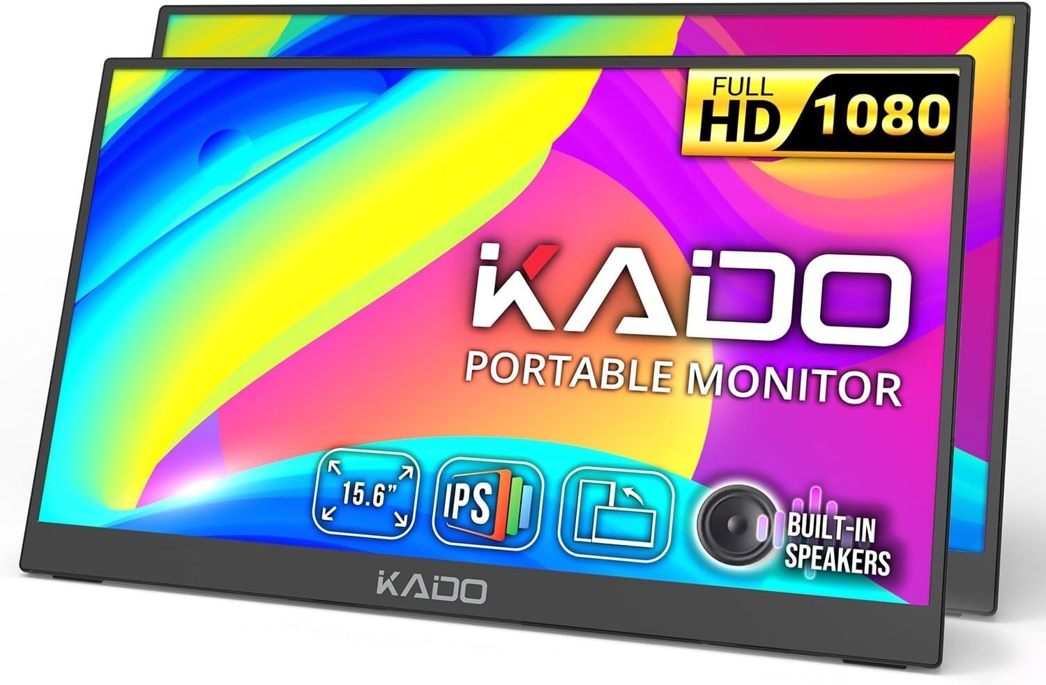 Kado 2-Pack 15.6" FHD 1920x1080 Portable Monitor for Laptop 1080p Dual Display