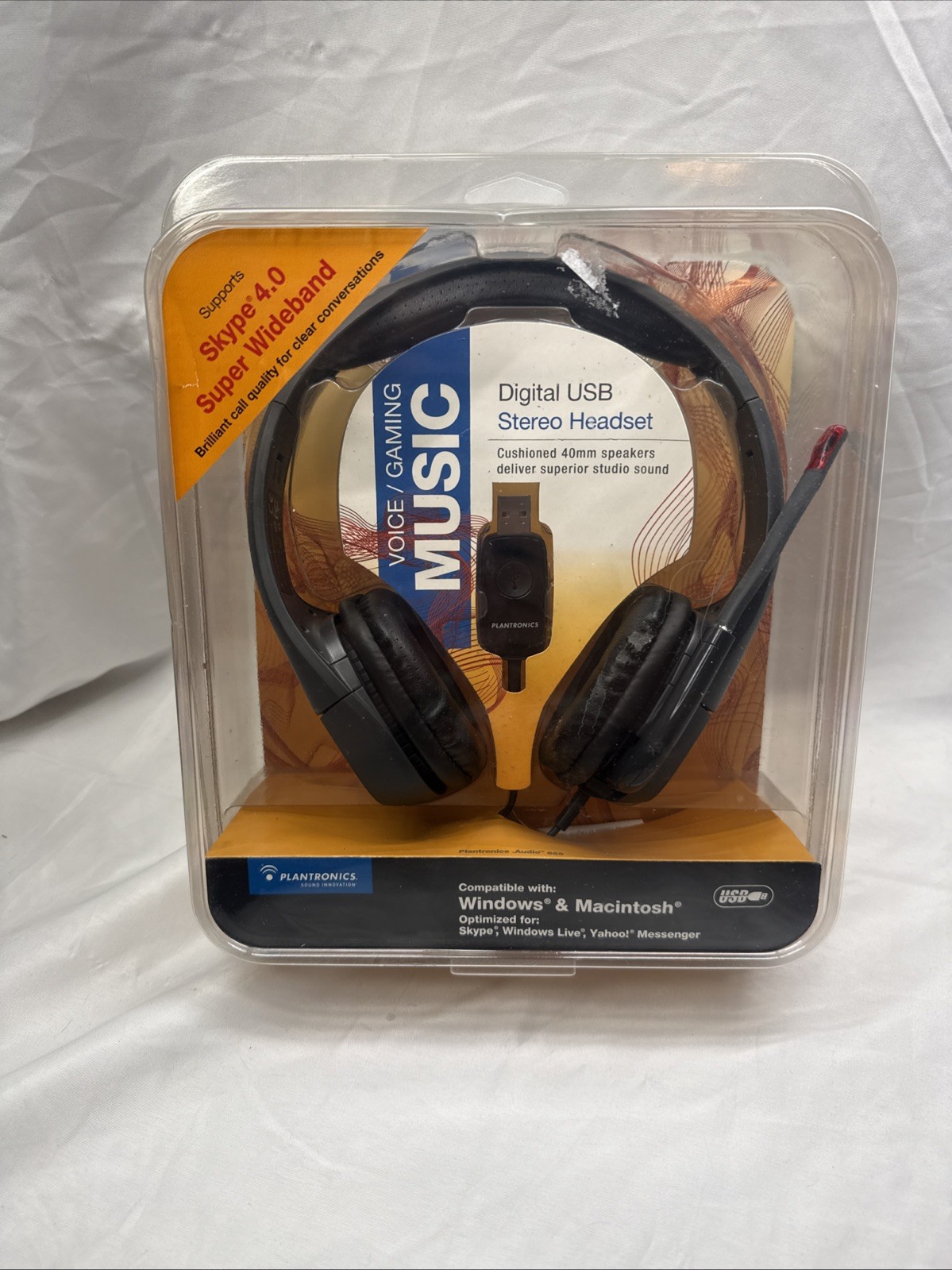 Plantronics Audio 655 USB Stereo Headset DSP Black Headband Clear HD New *Read*