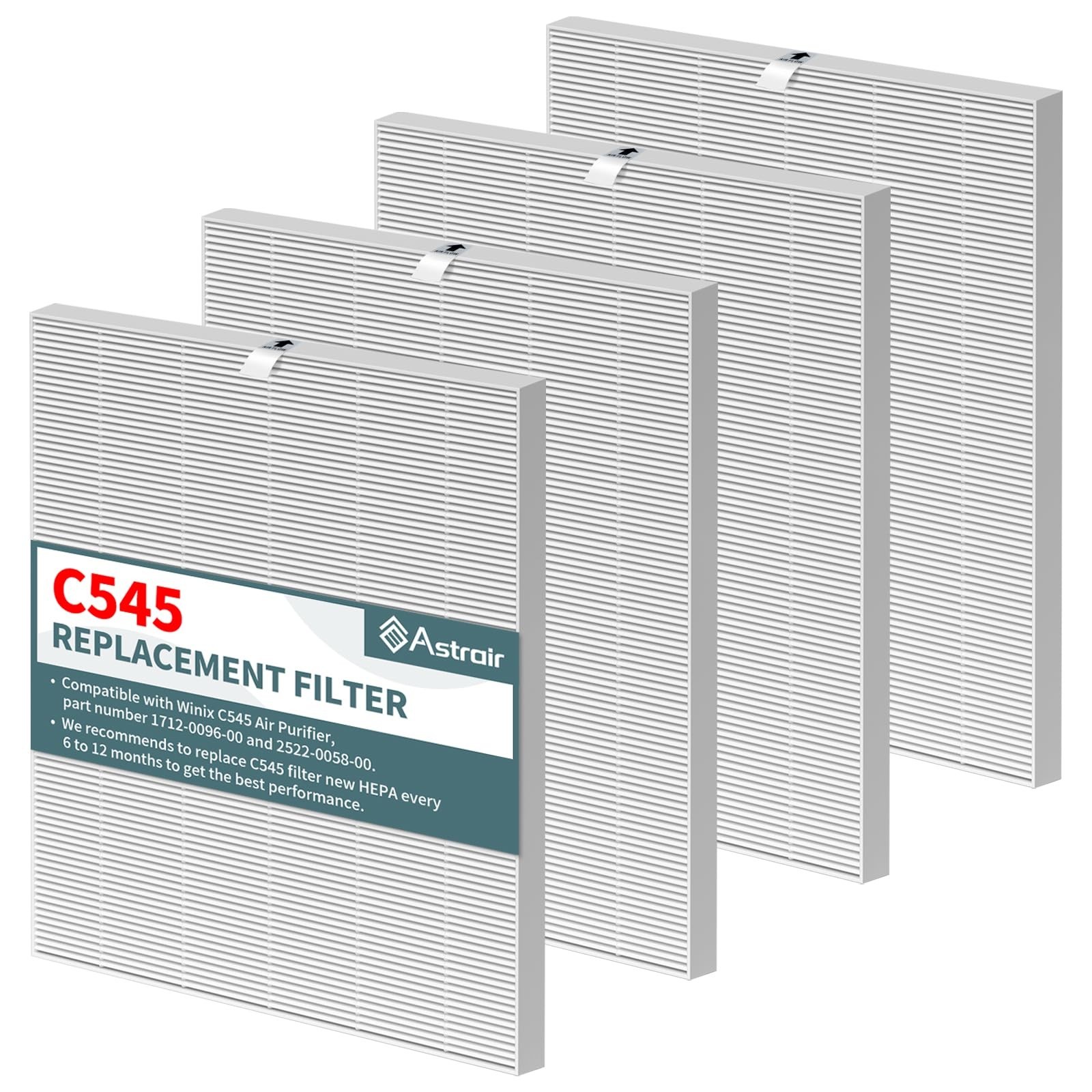 4 Pack C545 HEPA Replacement Filter Compatible with Winix C545 Air Purifier, ...