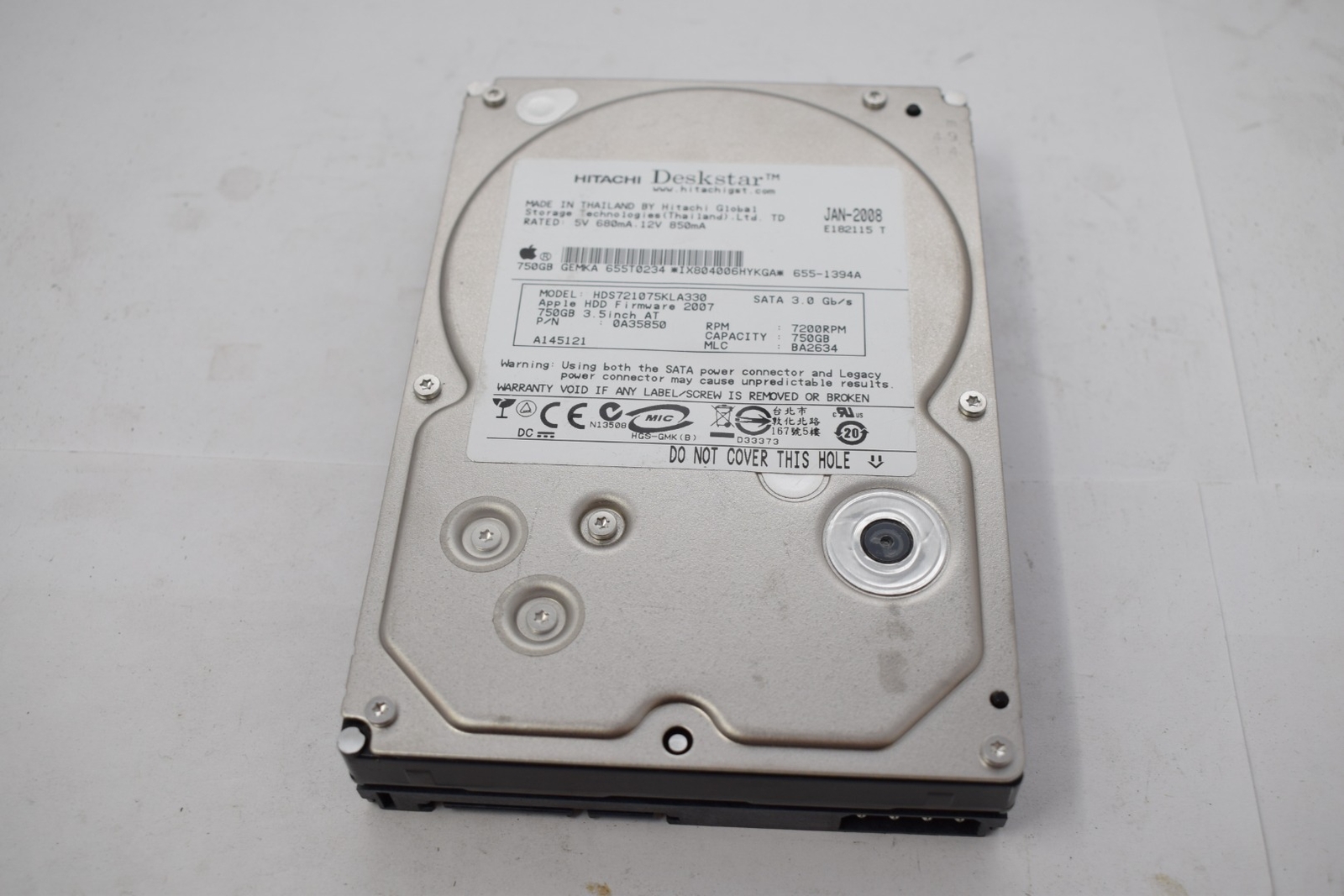 Hitachi 0A35850 750GB 7.2K RPM SATA 3.5'' Hard Drive HDD Model HDS721075KLA330