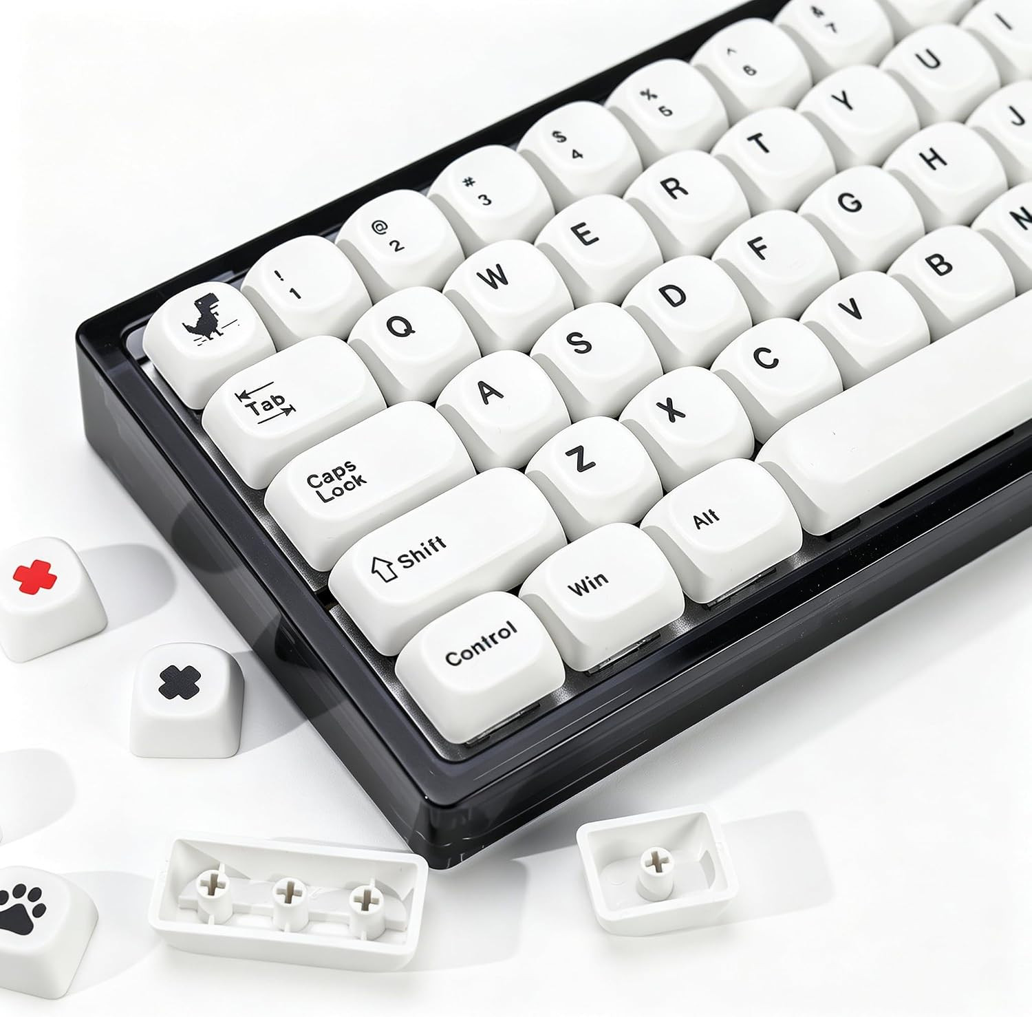 Minimal White KOA Profile Keycaps Set,135 Keys PBT Sublimation Custom Keycaps