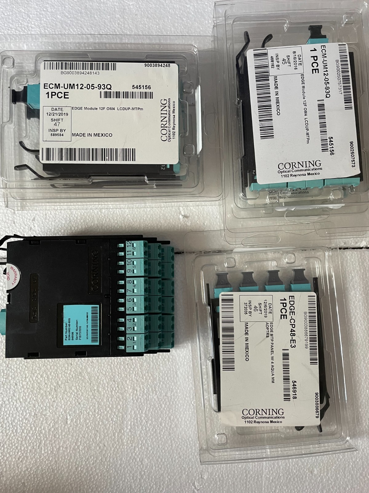 Lot of 8 Corning ECM-UM12-05-93Q EDGE 12F LC Duplex to MTP Connector 50um Module
