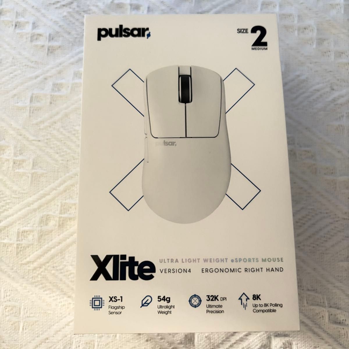 Pulsar Xlite V4 Wireless Gaming Mouse Size 2 Medium White High Performance