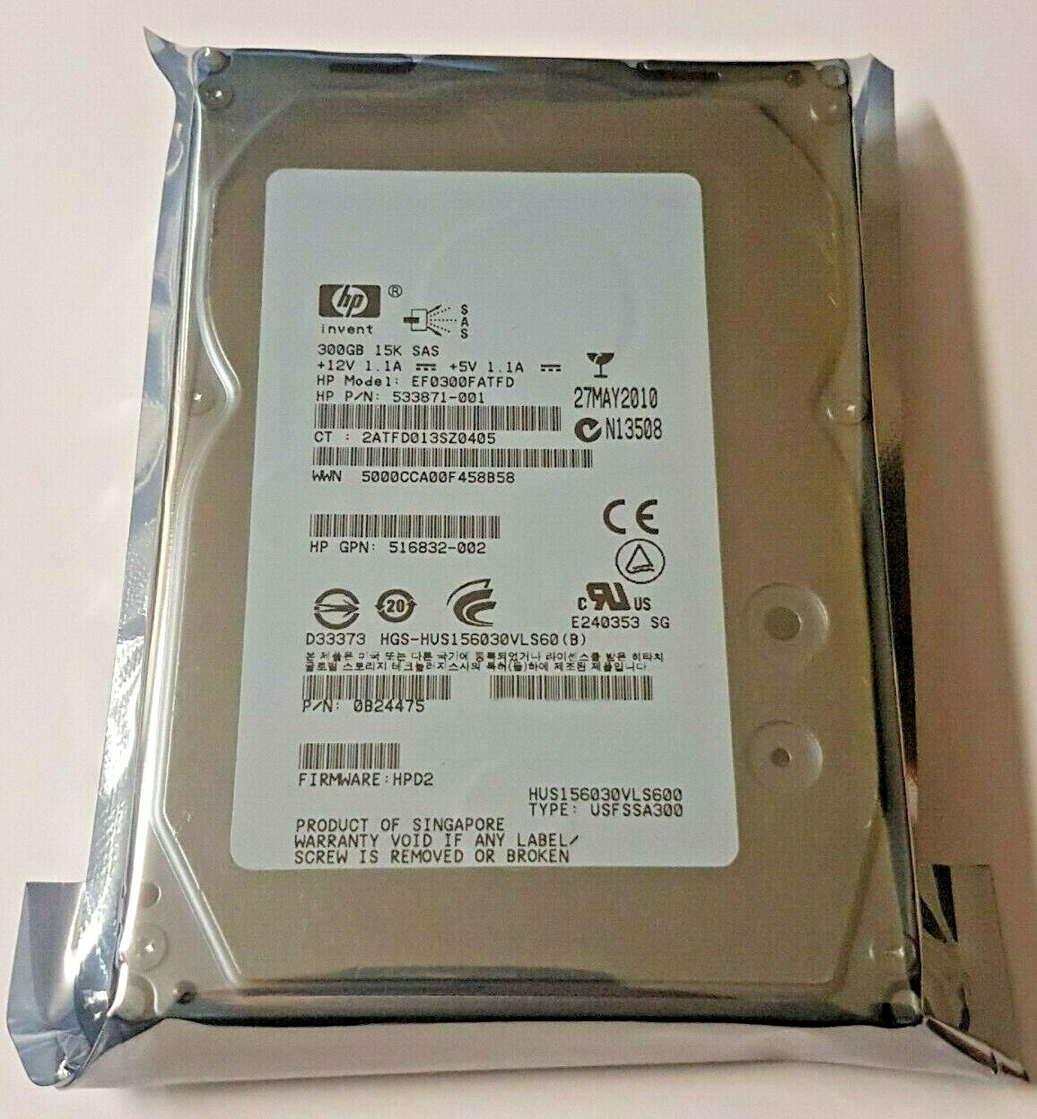 300GB SAS HP EF0300FATFD 15000rpm 64MB HDD 3.5" Internal Hard Drive New