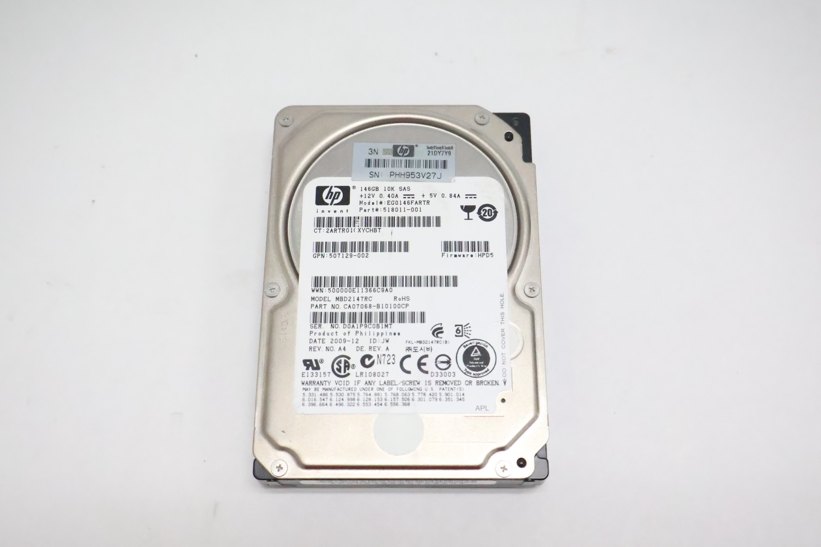 HP 146GB 10K SAS 2.5" Hard Drive MBD2147RC CA07068-B10100CP EG0146FARTR Tested