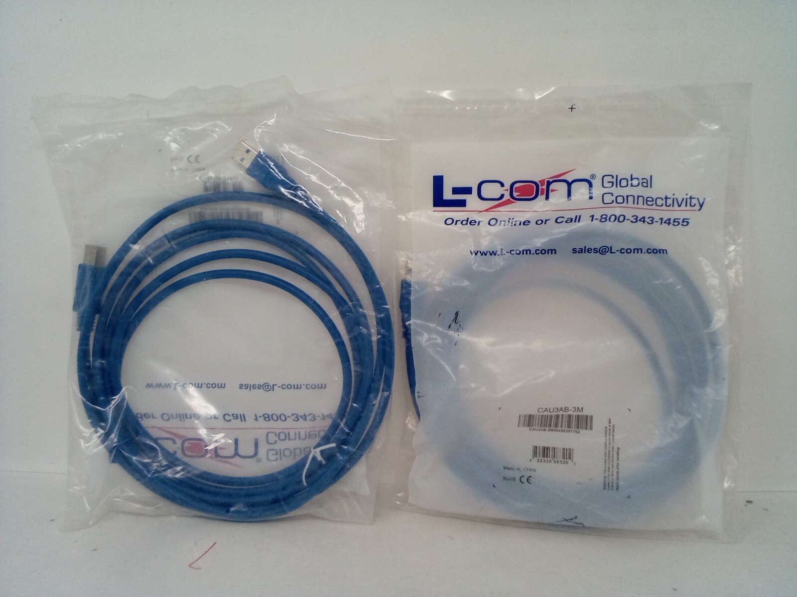 L-Com, CAU3AB-3M, USB 3.0 Cable Type A - B, 3.0m {2 PACKS}