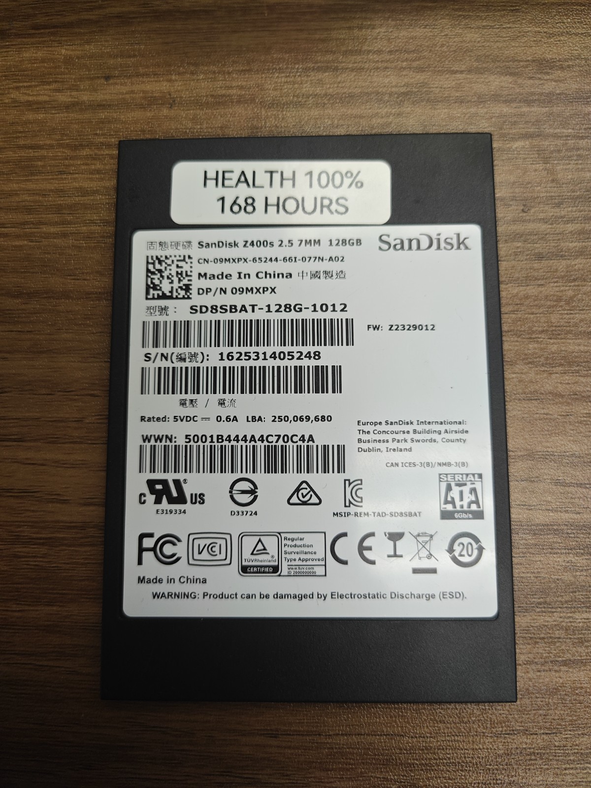 SanDisk Z400s 128GB 2.5" SATA III SSD SD8SBAT-128G-1012 100% Health