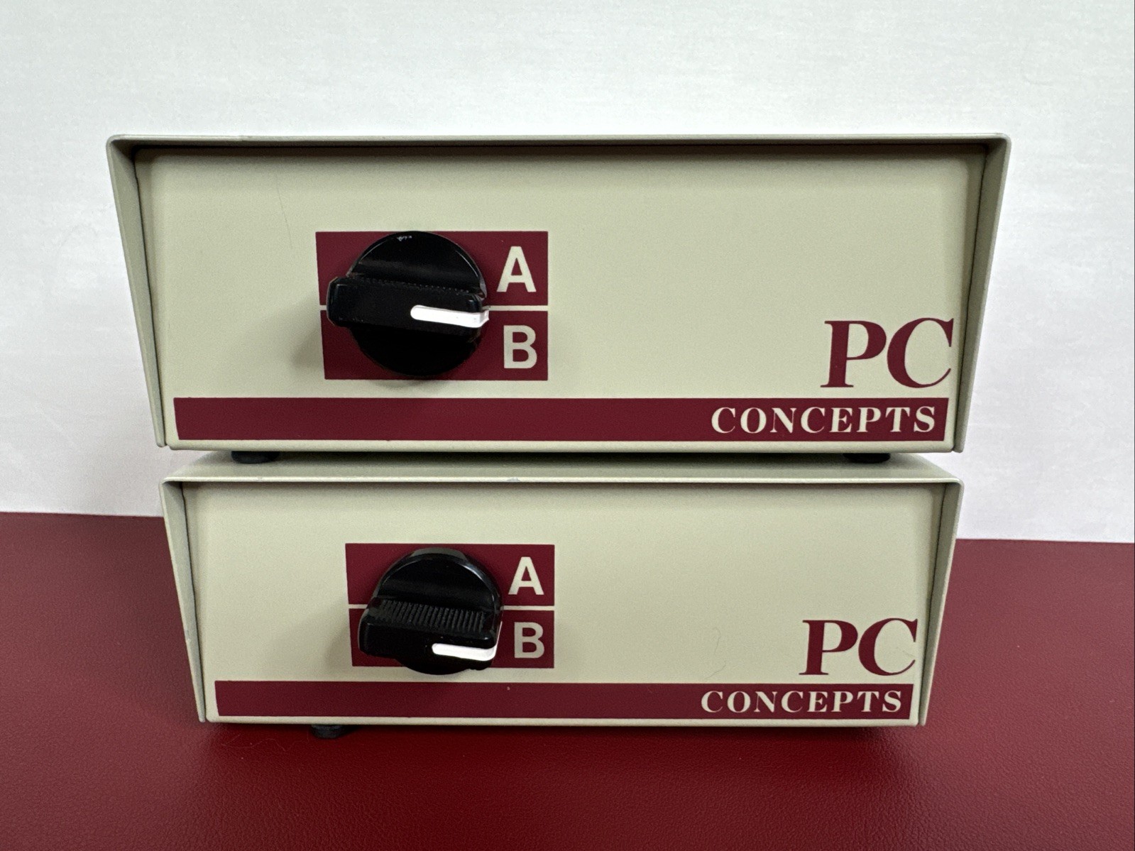 Vintage lot of 2 , PC Concepts A/B Data Transfer Switch Metal Box, 41622