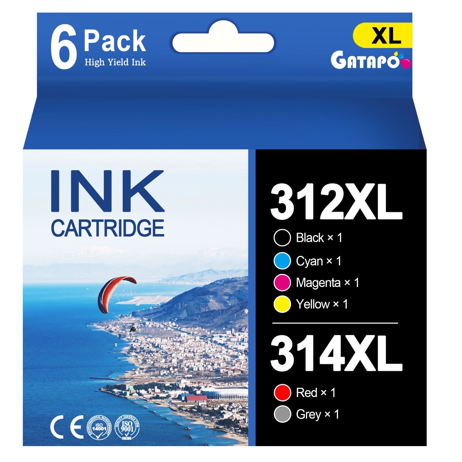 312XL 314XL Ink Cartridges Compatible for Epson XP-15000 8500, 6 Pack