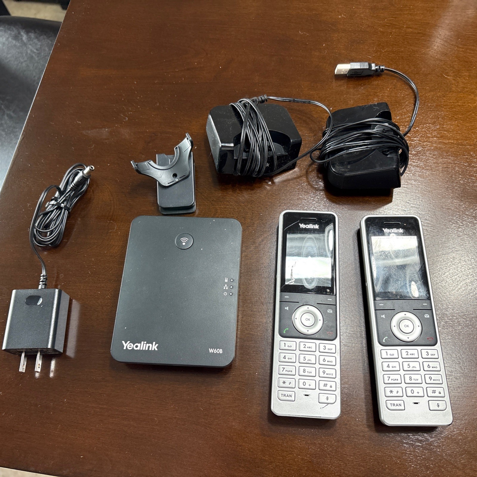 2 - Yealink W60P DECT Cordless Handset with Base Station W60B W56H Tested Works