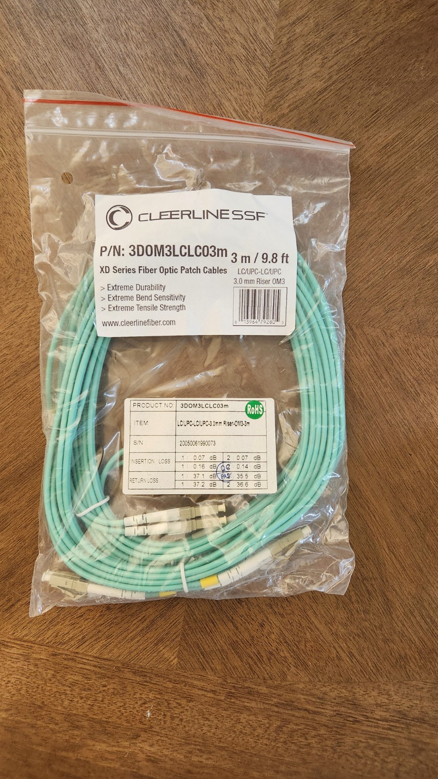 XD Series Fiber Optic Patch Cables 3DOM3LCLC03m  (3M) Cleerline SSF