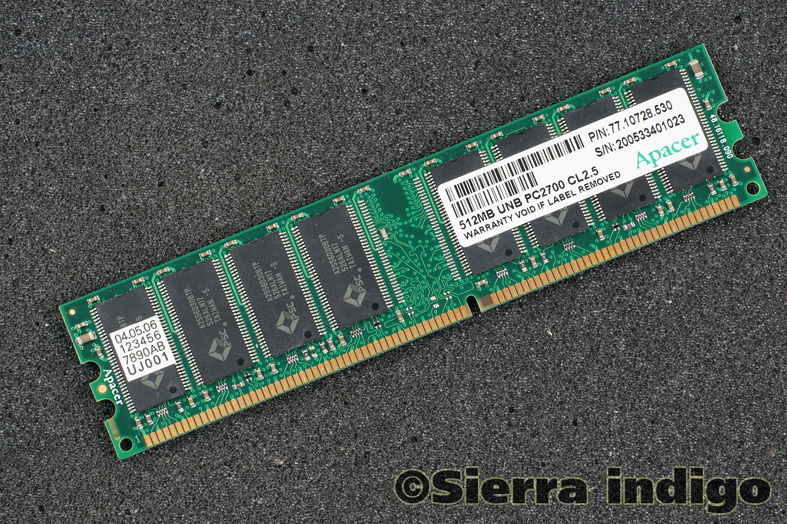 Apacer 77.10728.530 512MB UNIB PC2700 CL2.5 Server Memory RAM