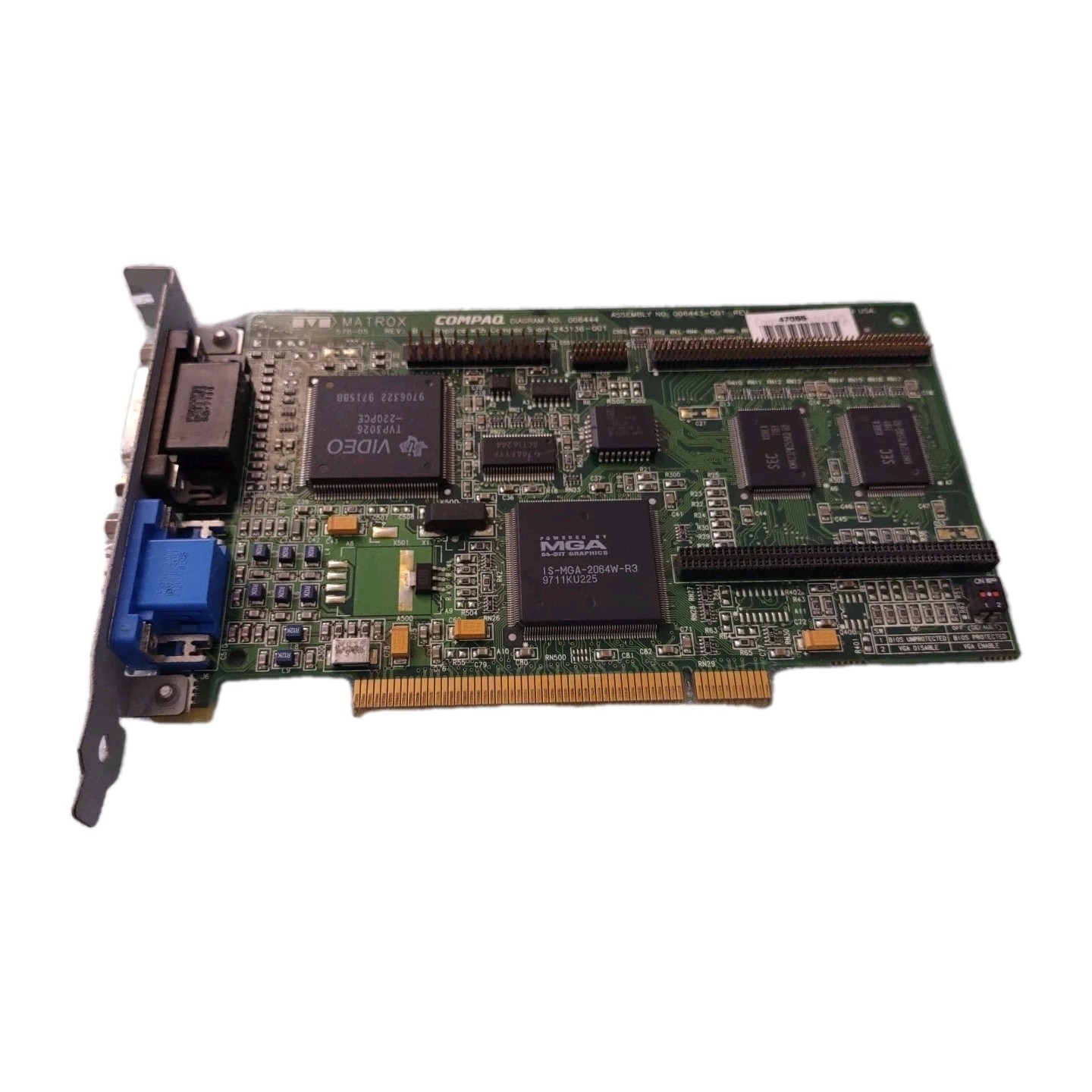 VINTAGE Matrox PCI 2 MB VGA Video Card 576-05 Rev B Compaq 243136-001 MXB75