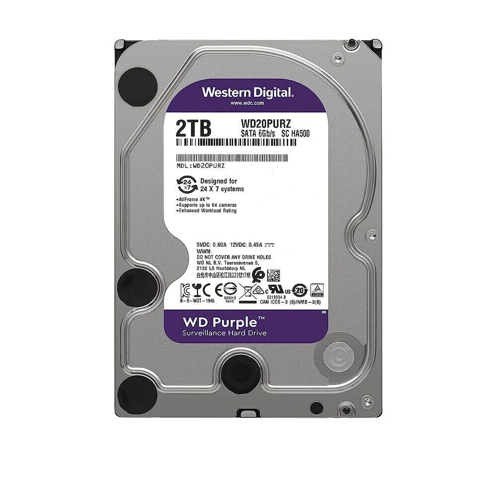Western Digital WD20PURZ 2TB 3.5” SATA Surveillance Hard Disk Drive WD purple